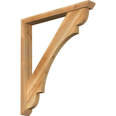 Ekena Millwork Olympic Slat Rough Sawn Bracket w/ Offset Brace, Western Red Cedar, 4"W x 32"D x 36"H BKT0402X32X36OLY06RWR